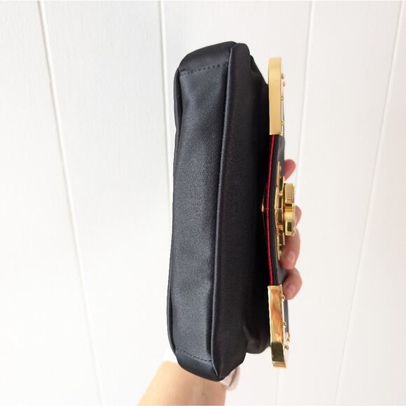 BCBGMaxAzria Black Nylon/Satin Clutch With Gold Hardware - Picture 3 of 7